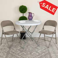 Flash Furniture 2-HA-F003D-GY-GG 2 Pk. HERCULES Series Double Braced Gray Vinyl Folding Chair
